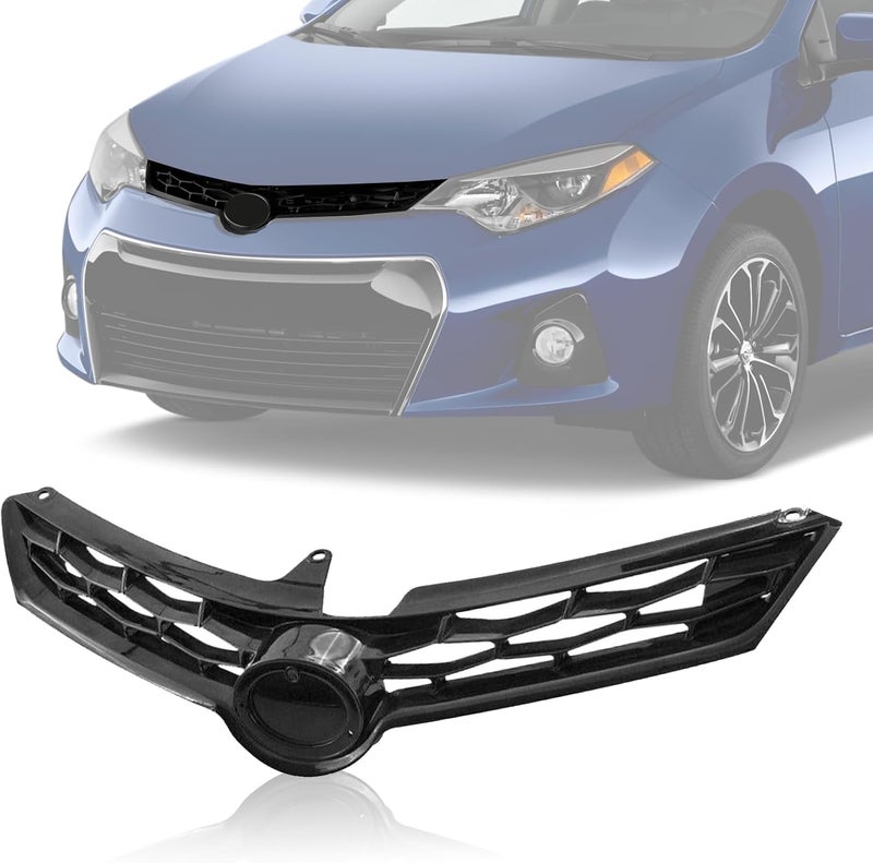 Kspeed Front Bumper Upper Grille for 2014 2015 2016 Toyota Corolla S,ABS Gloss Black Upper Grill Replace for 5310002570 TO1200365 - Image 1